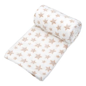 Покривка за бебешко легло - бяла - звезди - 70 х 100 см.