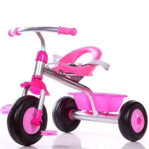 Детски велосипед - триколка - розов - с кошница