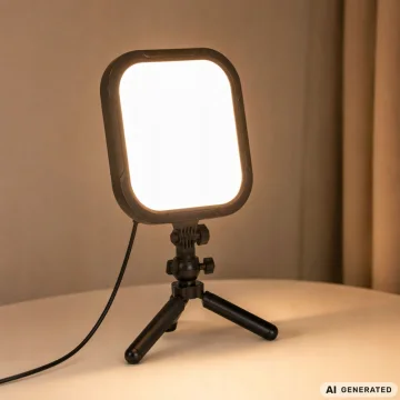 LED лампа за снимки и видео 15 W, 2500–7500 K, 23 × 23 см – черна