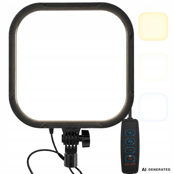 LED лампа за снимки и видео 15 W, 2500–7500 K, 23 × 23 см – черна