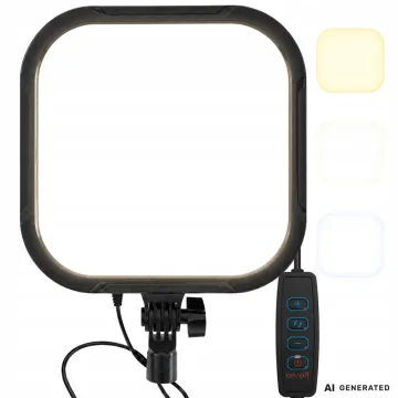 LED лампа за снимки и видео 15 W, 2500–7500 K, 23 × 23 см – черна