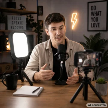 LED лампа за снимки и видео 15 W, 2500–7500 K, 23 × 23 см – черна