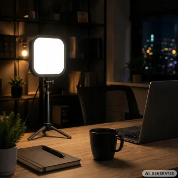 LED лампа за снимки и видео 15 W, 2500–7500 K, 23 × 23 см – черна