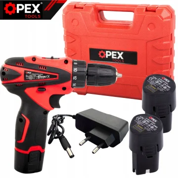 Безчетков акумулаторен винтоверт OPEX TOOLS 12 V, 28 Nm, 2 батерии 2 Ah и куфар