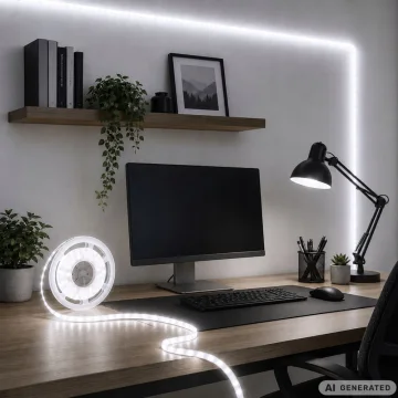 Самозалепваща LED лента 3 м, USB 5 V, студена бяла светлина и ключ