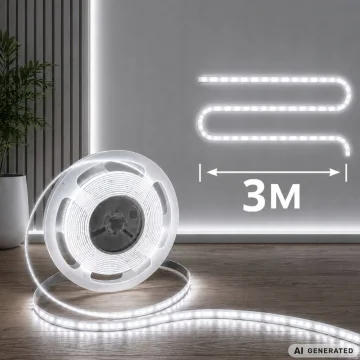 Самозалепваща LED лента 3 м, USB 5 V, студена бяла светлина и ключ