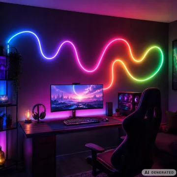 Гъвкава неонова RGBIC LED лента 10 м, USB 5 V, Bluetooth и дистанционно