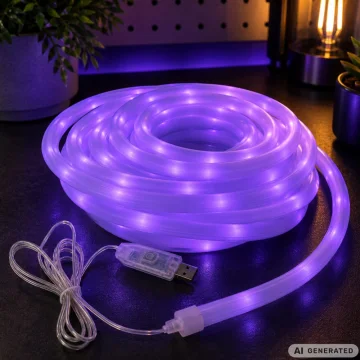 Гъвкава неонова RGBIC LED лента 10 м, USB 5 V, Bluetooth и дистанционно