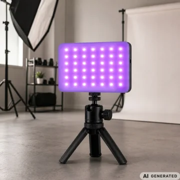 Джобна RGB-W LED лампа за фото и видео, 138 диода, 2700–6500 K – черна