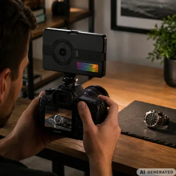 Джобна RGB-W LED лампа за фото и видео, 138 диода, 2700–6500 K – черна