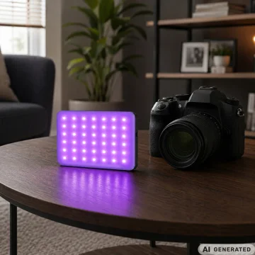 Джобна RGB-W LED лампа за фото и видео, 138 диода, 2700–6500 K – черна