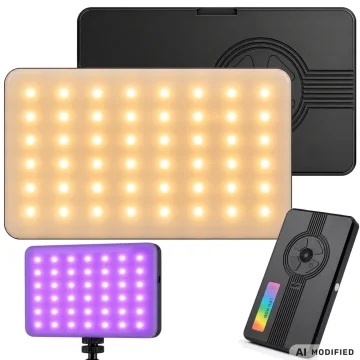 Джобна RGB-W LED лампа за фото и видео, 138 диода, 2700–6500 K – черна