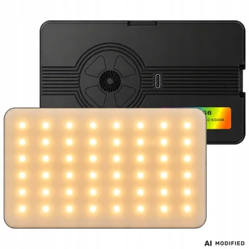 Джобна RGB-W LED лампа за фото и видео, 138 диода, 2700–6500 K – черна