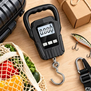 Електронен кантар за багаж и риболов с кука, 50 кг, LCD дисплей – черен