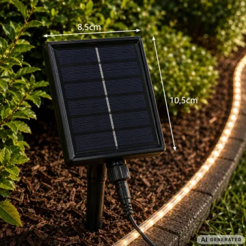 Соларна цветна LED лента 5 м, IP65, 8 режима, таймер и дистанционно