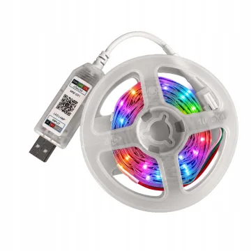 Самозалепваща RGB IC LED лента 10 м, USB 5 V, Bluetooth и дистанционно