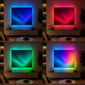 Самозалепваща RGB IC LED лента 10 м, USB 5 V, Bluetooth и дистанционно