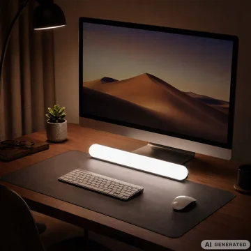 Настолна LED лампа за грим и видео, 30 см, USB, 3 светлини и 10 нива – бяла