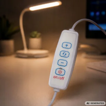 Настолна LED лампа за грим и видео, 30 см, USB, 3 светлини и 10 нива – бяла