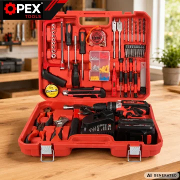 Ударен винтоверт OPEX TOOLS OPX28034, 21 V, 2 батерии 1,5 Ah и инструменти в куфар