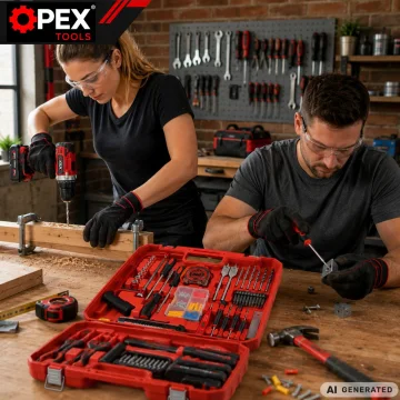 Ударен винтоверт OPEX TOOLS OPX28034, 21 V, 2 батерии 1,5 Ah и инструменти в куфар