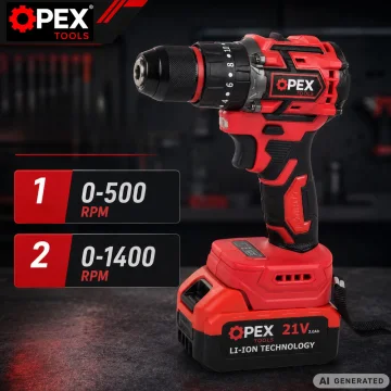 Безчетков винтоверт OPEX TOOLS OPX28037, 21 V, 50 Nm, 2 батерии 3 Ah и куфар