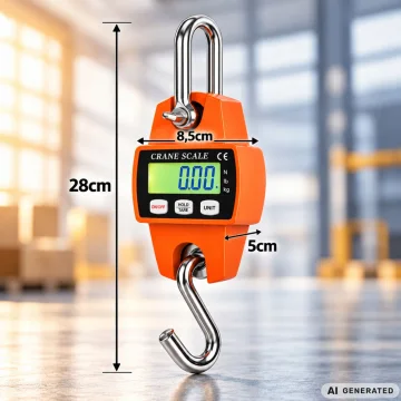 Електронна висяща везна с кука до 300 кг, LCD, оранжева