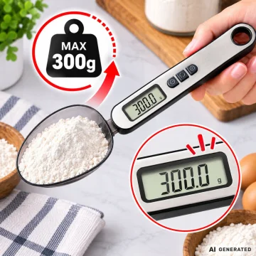 Електронна кухненска лъжица везна до 300 г, стъпка 0,1 г