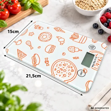 Стъклена електронна кухненска везна до 5 кг с тара и LCD дисплей
