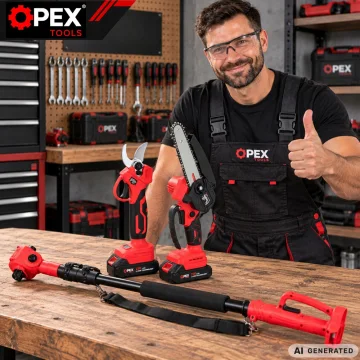 Акумулаторен градински комплект OPEX TOOLS 3 в 1, резачка 6″, ножица и телескопичен прът