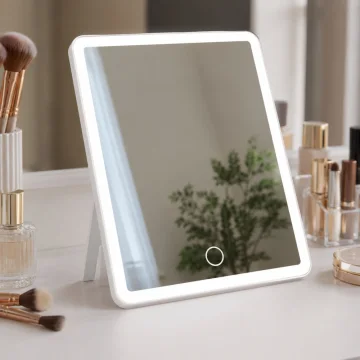 Козметично огледало с LED осветление, 3 цвята светлина и USB-C, бяло