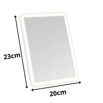 Козметично огледало с LED осветление, 3 цвята светлина и USB-C, бяло