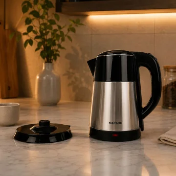 Електрическа кана 2,5 л, 1500 W, неръждаема стомана, сребриста и черна