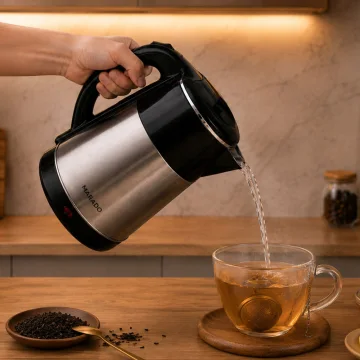 Електрическа кана 2,5 л, 1500 W, неръждаема стомана, сребриста и черна