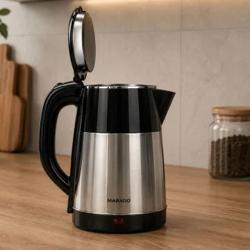 Електрическа кана 2,5 л, 1500 W, неръждаема стомана, сребриста и черна