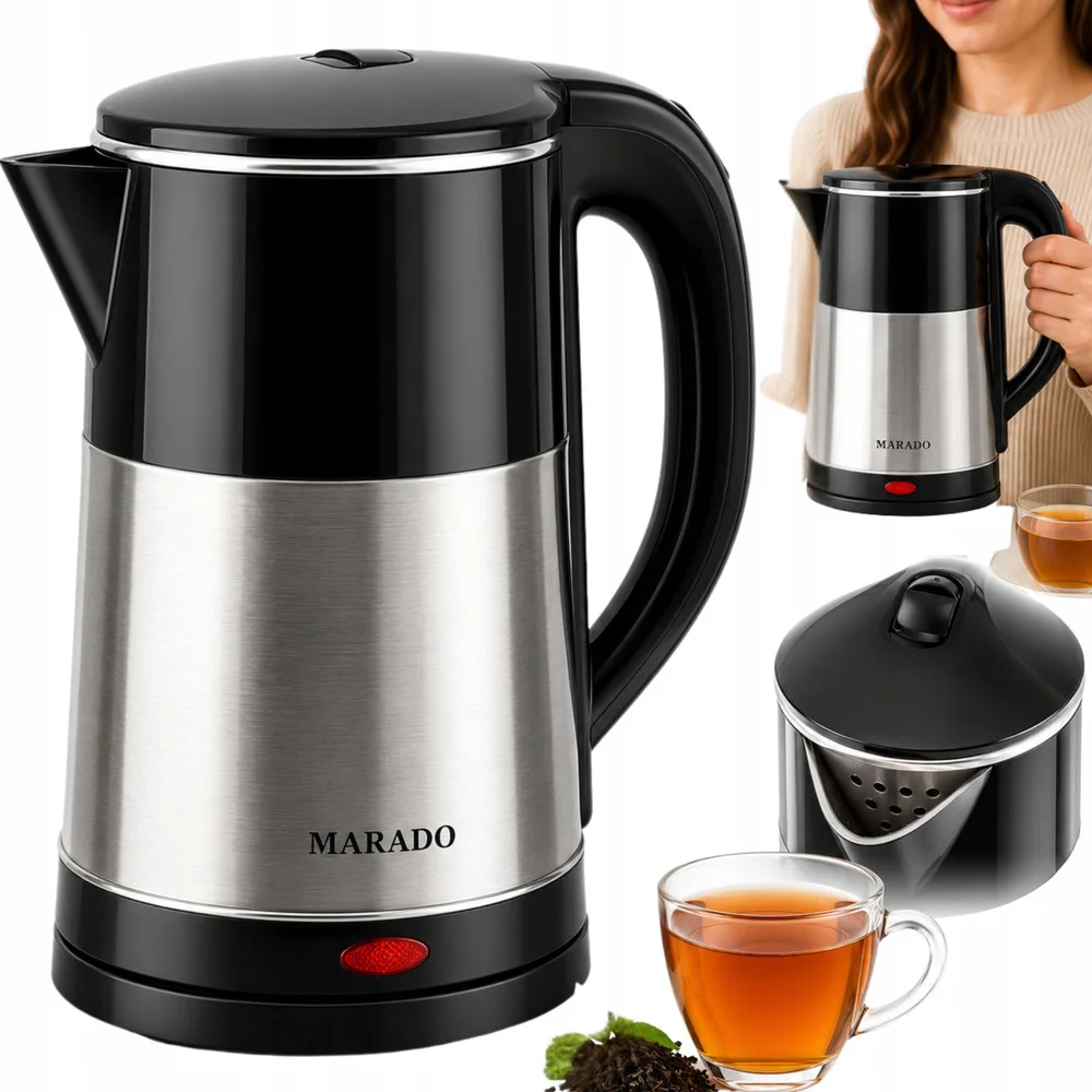Електрическа кана 2,5 л, 1500 W, неръждаема стомана, сребриста и черна