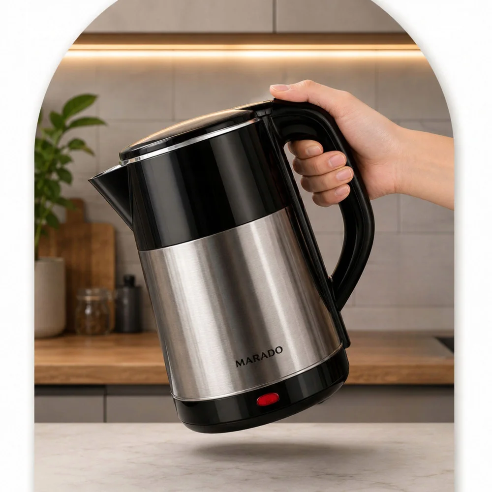 Електрическа кана 2,5 л, 1500 W, неръждаема стомана, сребриста и черна