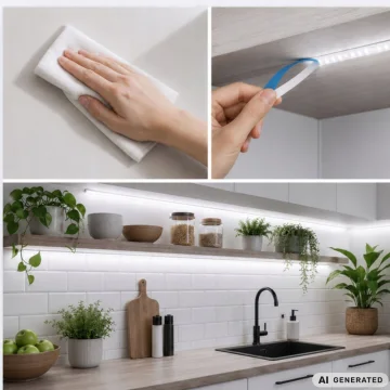 Самозалепваща LED лента 5 м, USB 5 V, студено бяла светлина и ключ