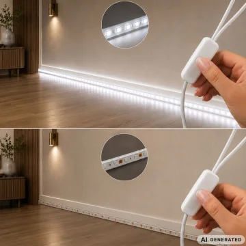 Самозалепваща LED лента 5 м, USB 5 V, студено бяла светлина и ключ
