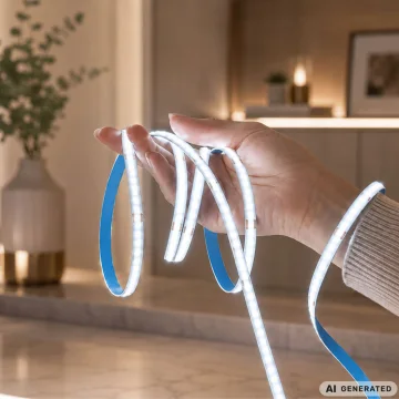 Самозалепваща LED лента 5 м, USB 5 V, студено бяла светлина и ключ