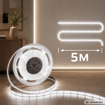 Самозалепваща LED лента 5 м, USB 5 V, студено бяла светлина и ключ