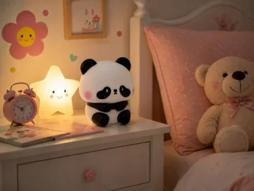 Силиконова LED нощна лампа панда, RGB, USB-C, таймер 30 минути