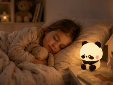 Силиконова LED нощна лампа панда, RGB, USB-C, таймер 30 минути