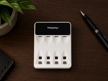 Зарядно за акумулаторни батерии AA/AAA, 4 слота, LCD, USB-C, C704Y4