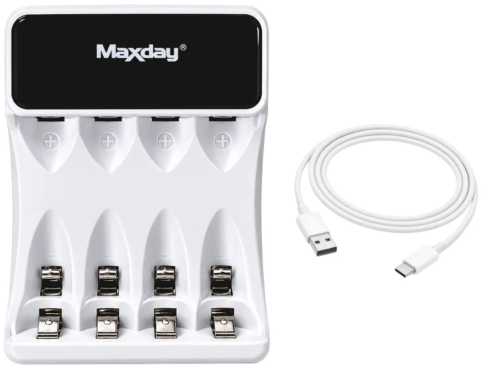 Зарядно за акумулаторни батерии AA/AAA, 4 слота, LCD, USB-C, C704Y4