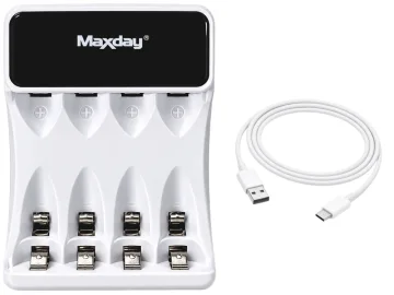 Зарядно за акумулаторни батерии AA/AAA, 4 слота, LCD, USB-C, C704Y4