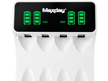 Зарядно за акумулаторни батерии AA/AAA, 4 слота, LCD, USB-C, C704Y4