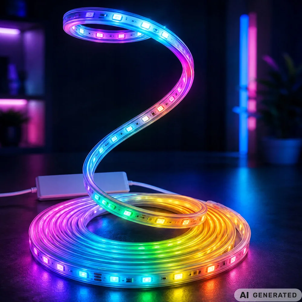 Неонова RGB LED лента 10 м с Bluetooth, USB и дистанционно