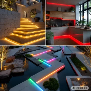 Неонова RGB LED лента 10 м с Bluetooth, USB и дистанционно