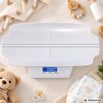 Електронна бебешка и детска везна с LCD дисплей, до 100 кг, 60 см, бяла